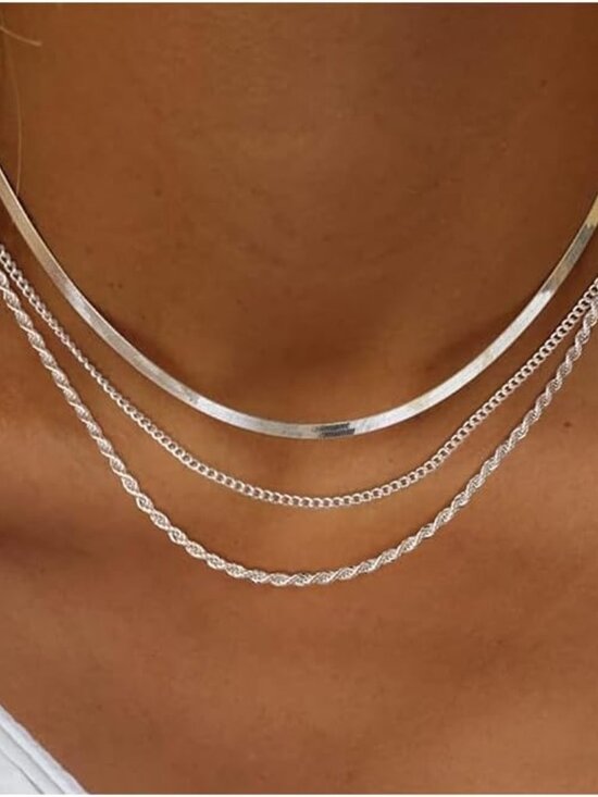 Jewelry - Women's Layered Necklace Set - 3 Piece Dainty Gold Jewelry for Everyday Stacking